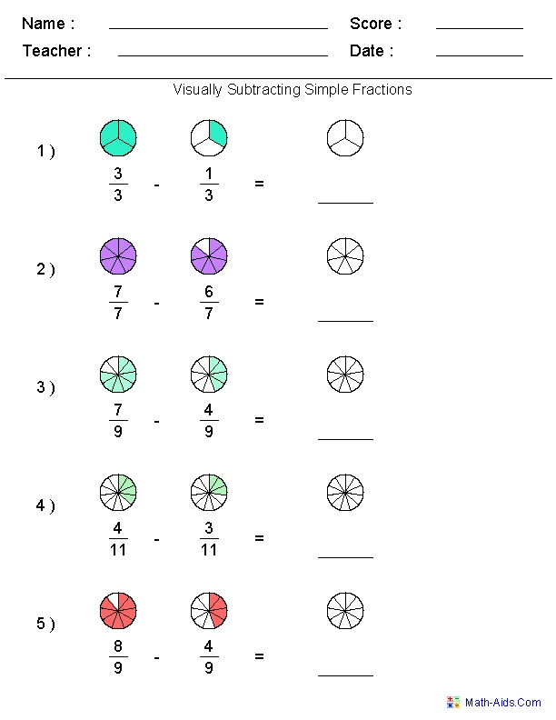 Fraction Addition And Subtraction Worksheet