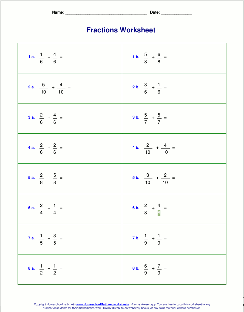 Fraction Addition Worksheets for Easy Math Practice