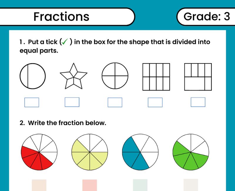 Grade 3 Fraction Worksheets for Fun Math Practice