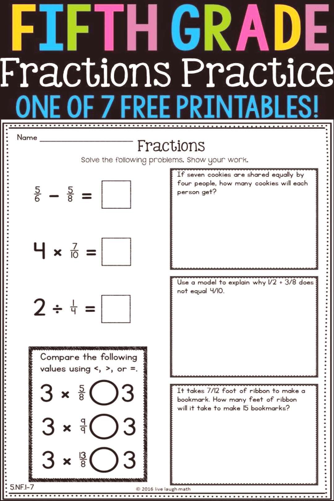 Free 5th Grade Fractions Worksheets for Easy Practice