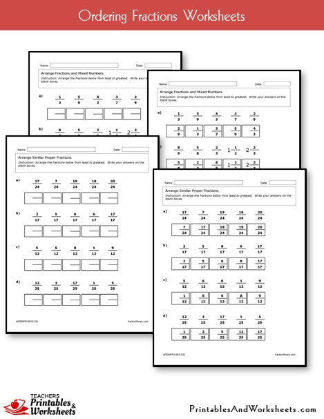 Fractions Worksheets Grade 7