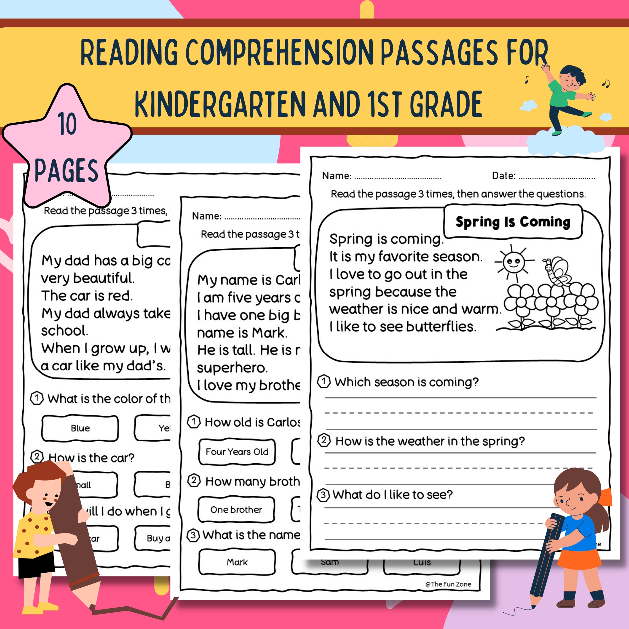 5 Fun Free 1st Grade Reading Worksheets