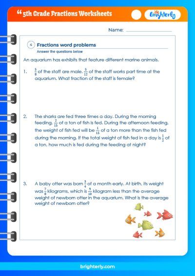 Free 5Th Grade Fractions Worksheets Pdfs Brighterly