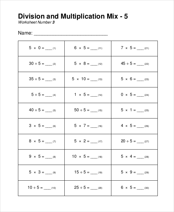 Free 8 Sample Multiplication And Division Worksheet Templates In Pdf