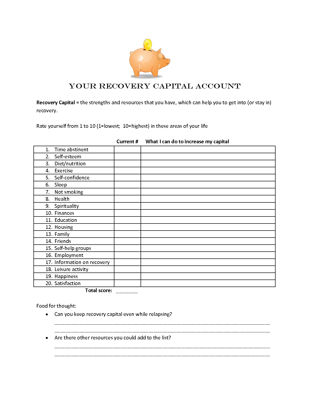 10 Free Worksheets for Addiction Recovery Success