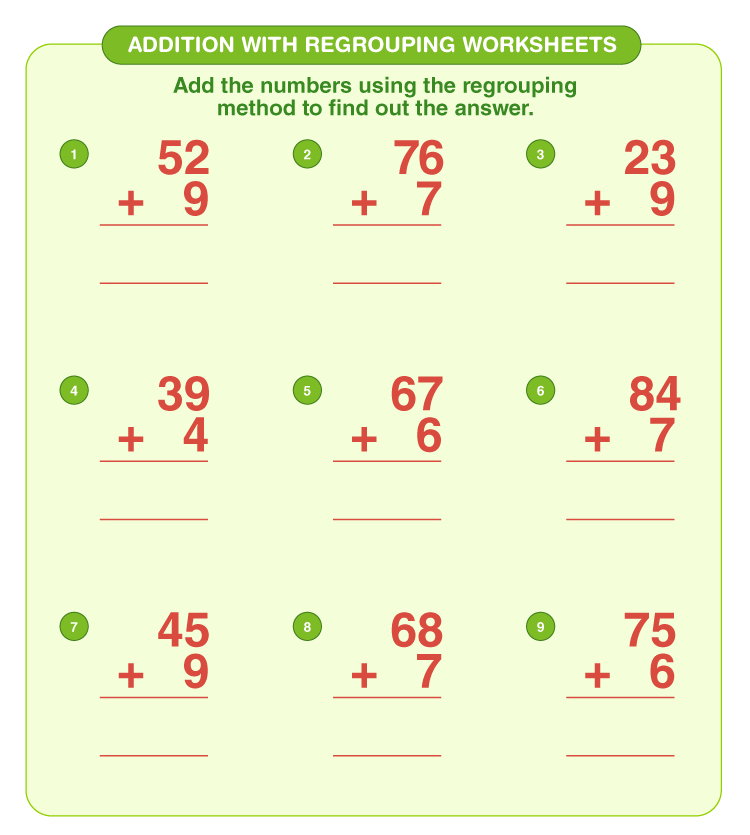 5 Free Addition Worksheets With Regrouping