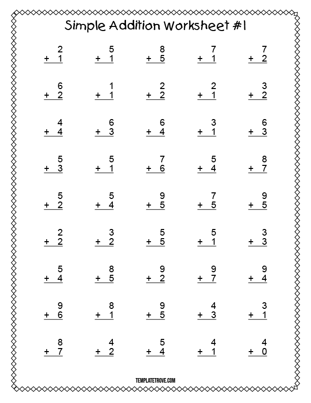 Free Addition Worksheets for Kindergarten Kids to Print