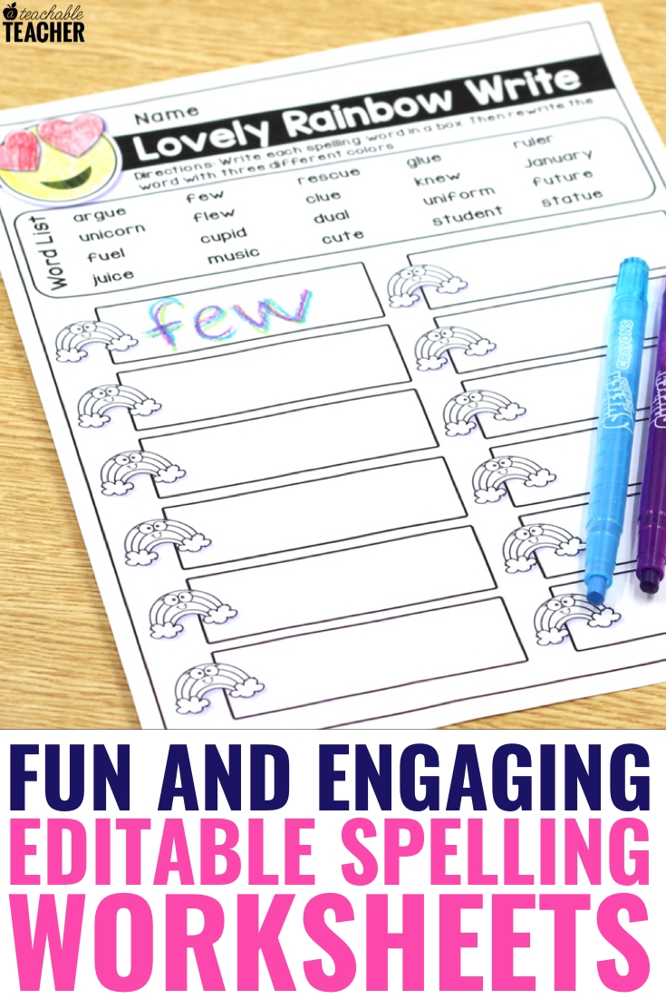 Editable Spelling Worksheets for Kids to Practice