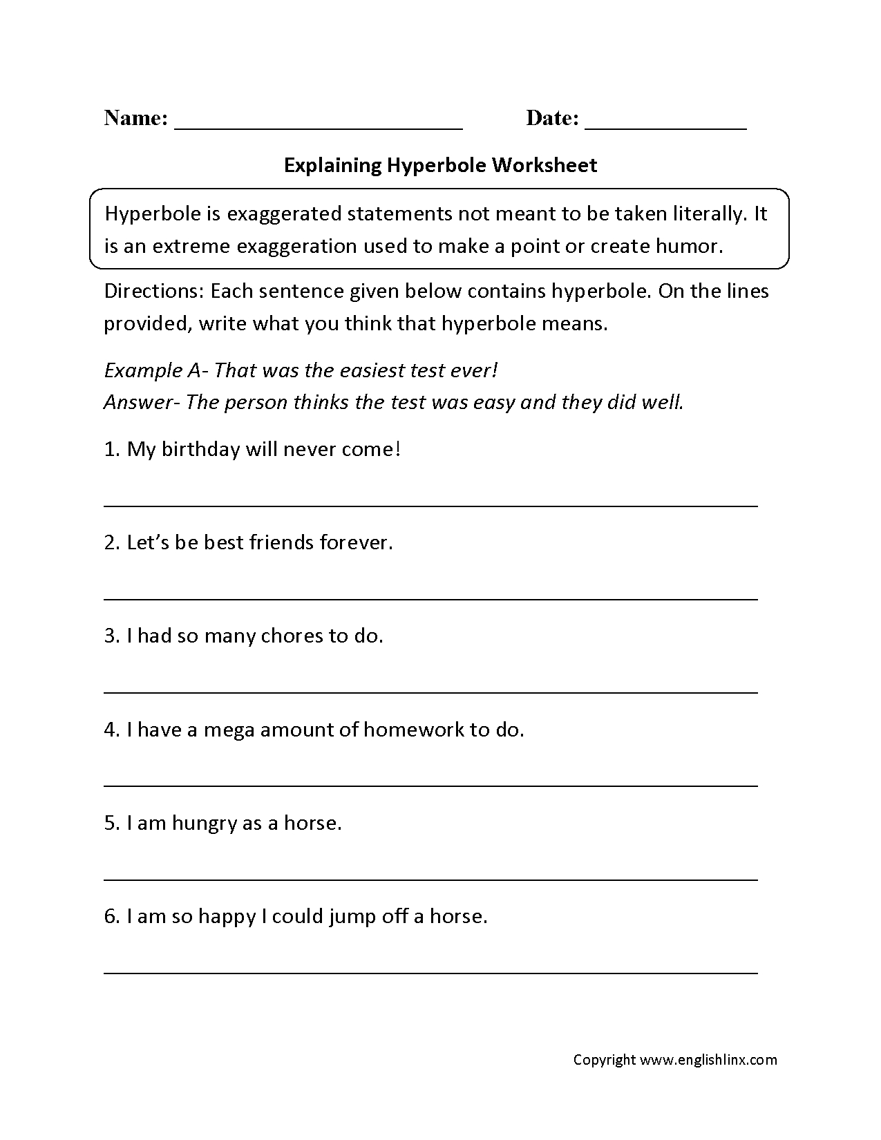 Figurative Language Worksheets Free for Instant Download