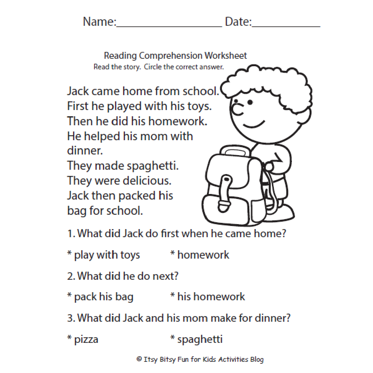 Free First Grade Reading Worksheets for Beginners