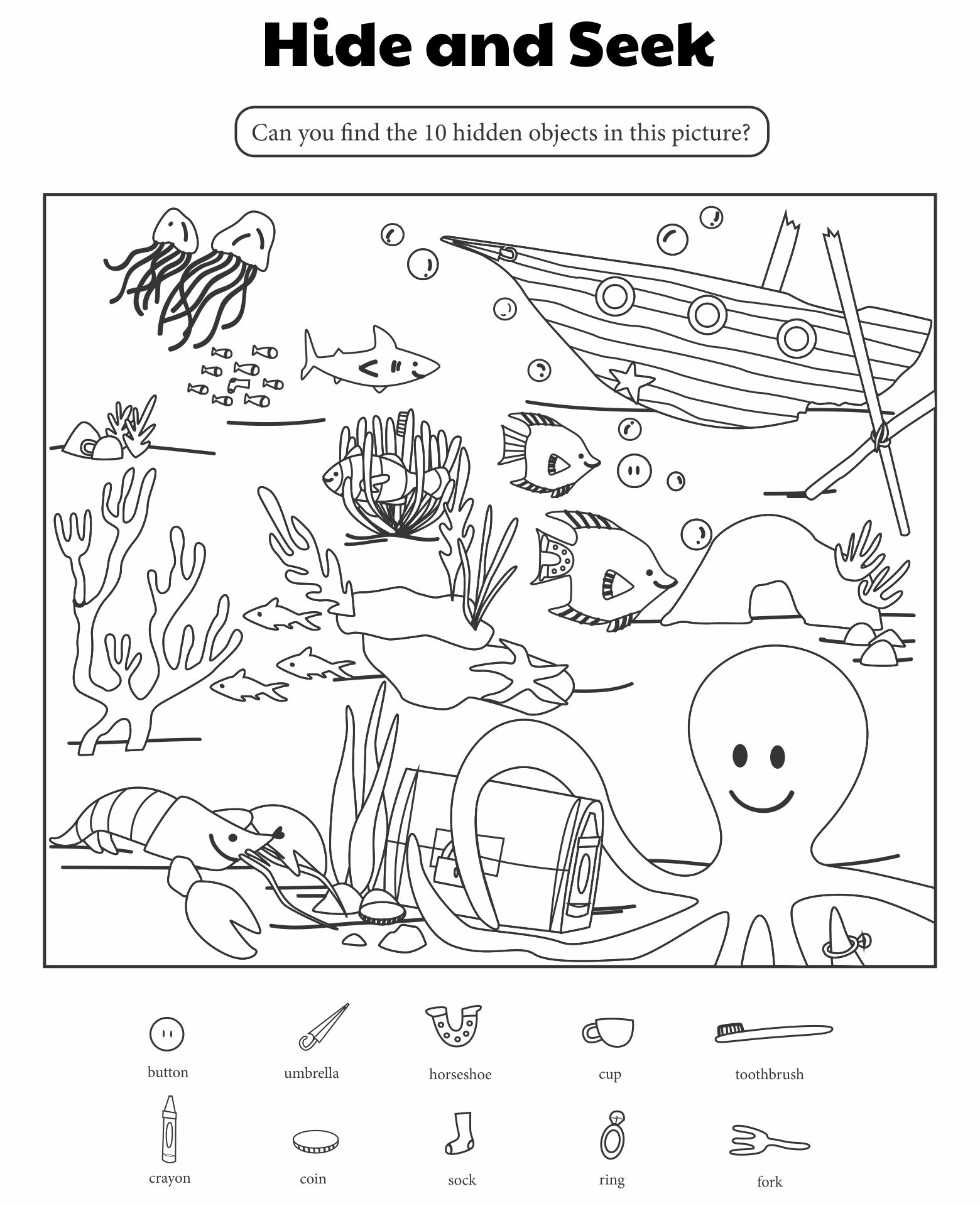 Free Hidden Pictures Printable Worksheets for Kids Fun