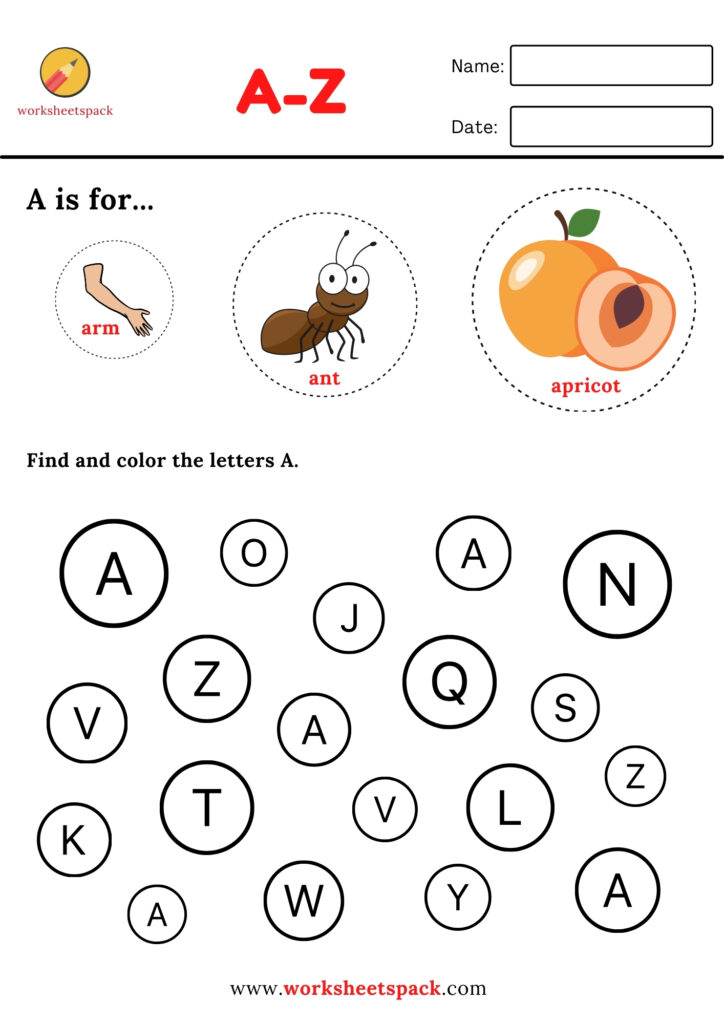 Free Letter Recognition Worksheets for Kids