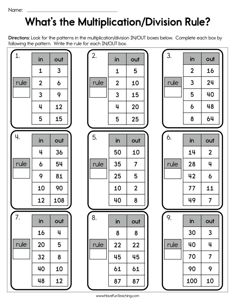 Free Multiplication And Division Math Worksheet Free Worksheets Free4classrooms