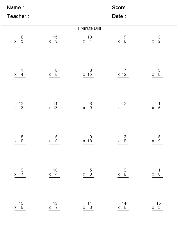 7 Free Multiplication Worksheets for Grade 3 Students