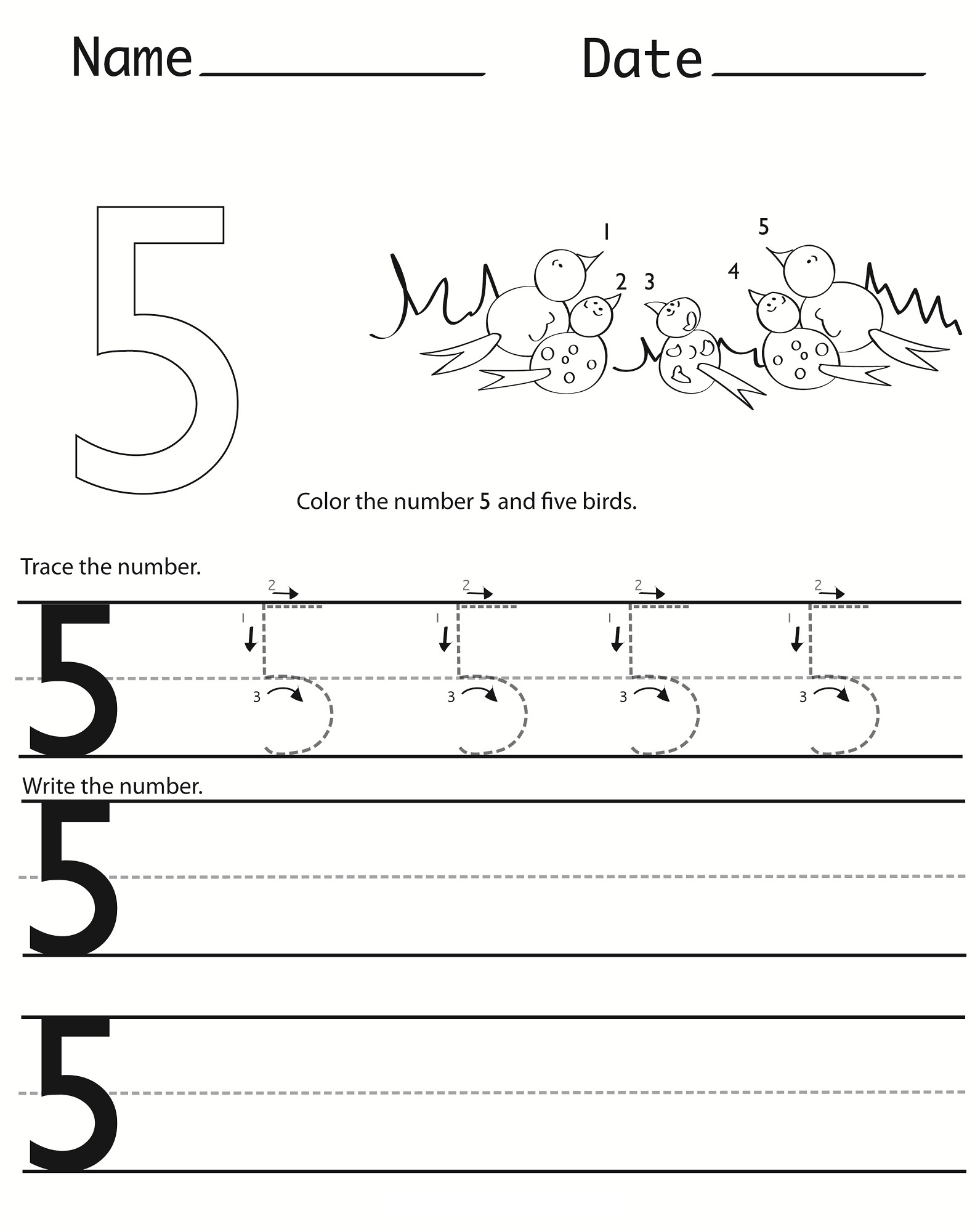 5 Free Number Tracing Worksheets for Kids