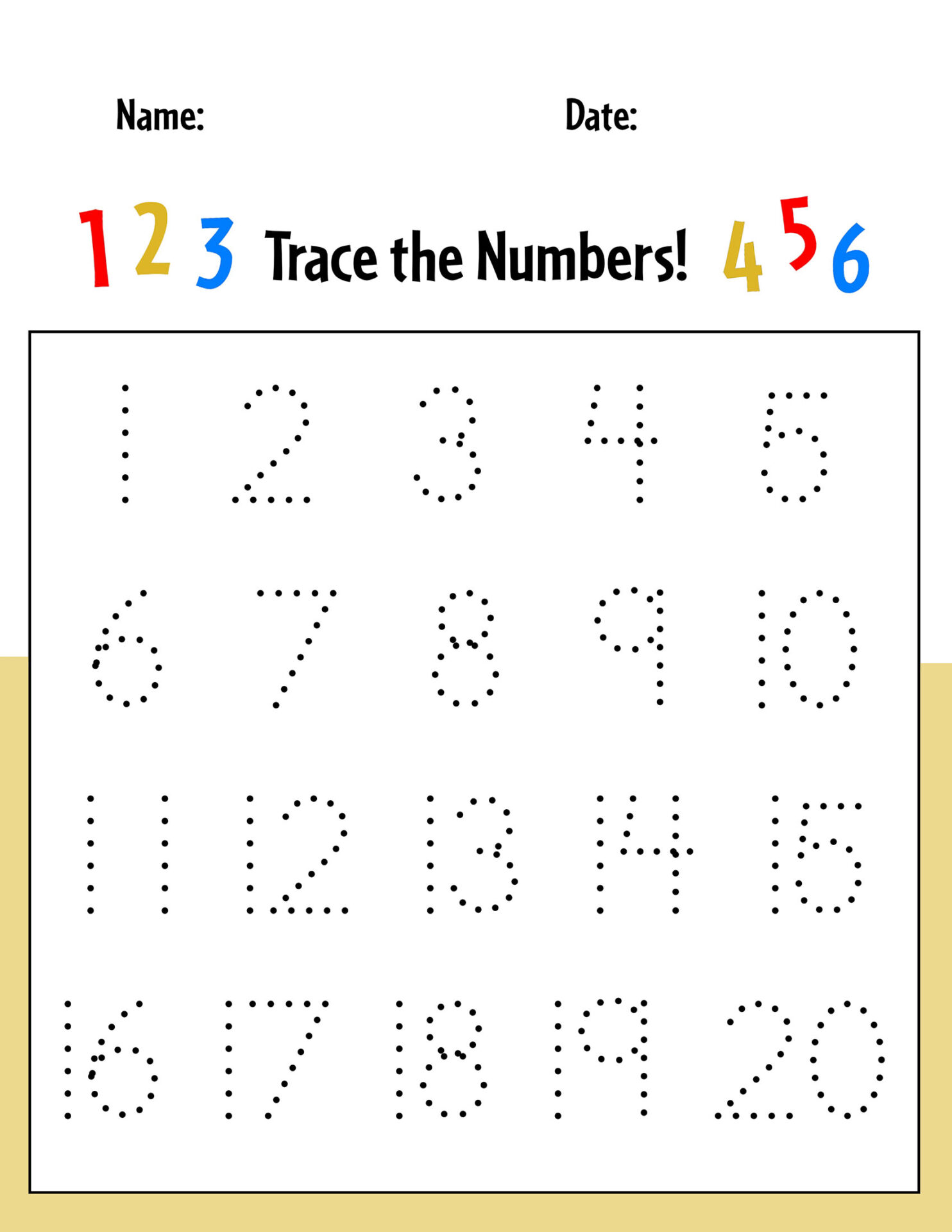 Free Numbers 1 20 Tracing Worksheets Smart Cookie Printables