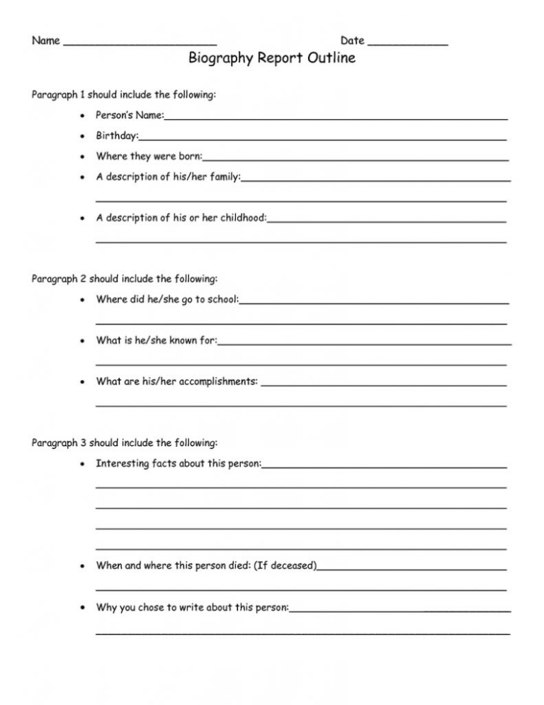 Free Printable Biography Worksheets for Kids and Students