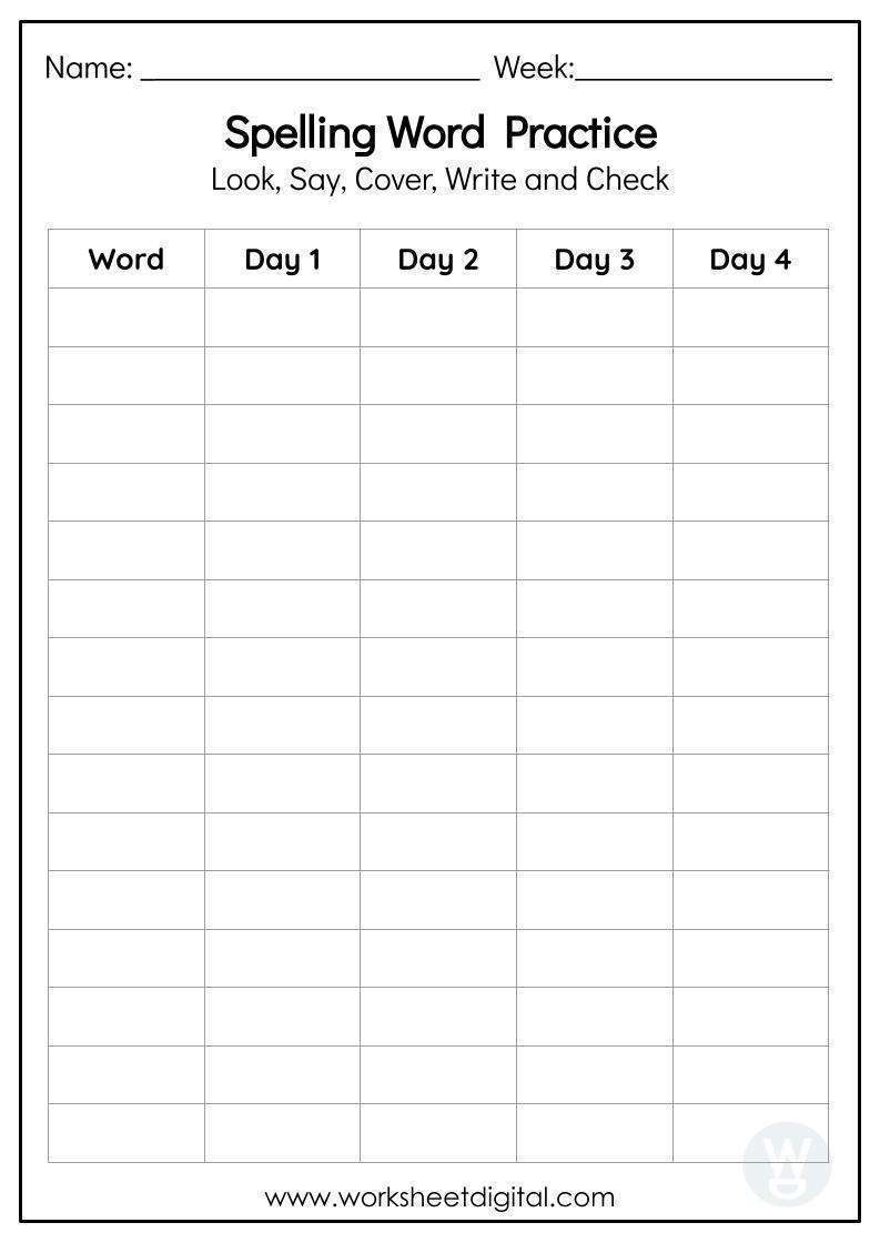 5 Free Blank Spelling Worksheets to Boost Learning