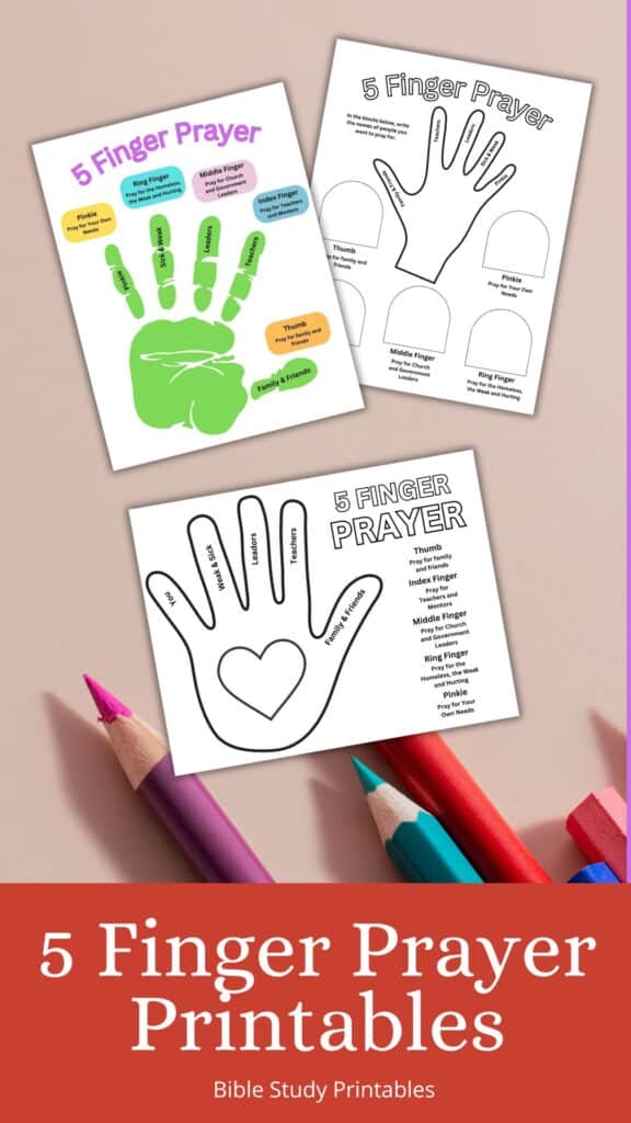 Five Finger Prayer Worksheet for Kids and Adults