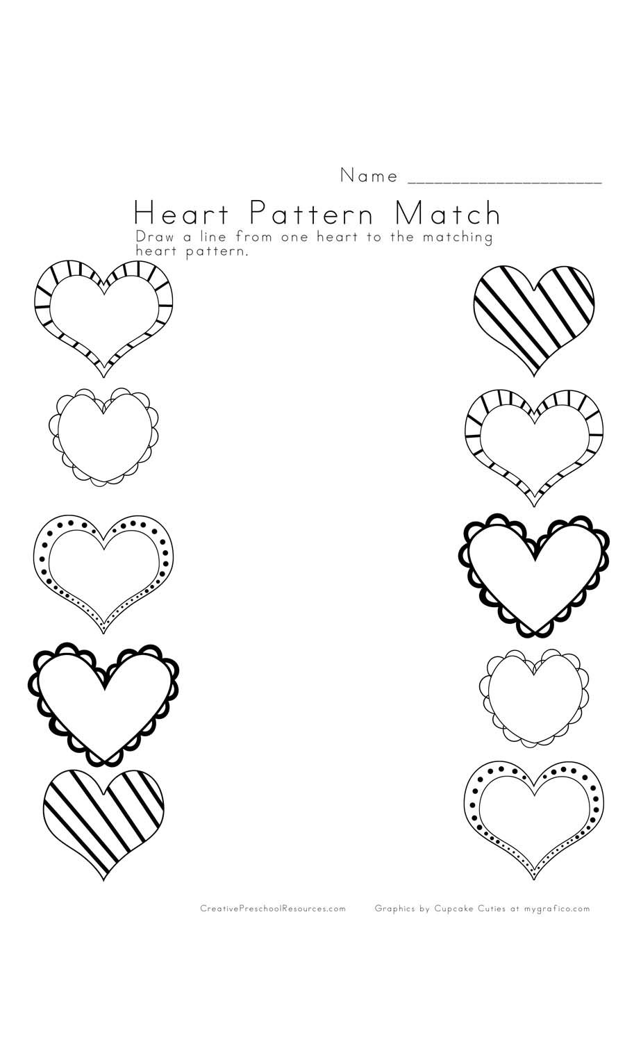 Free Printable Heart Tracing Worksheet