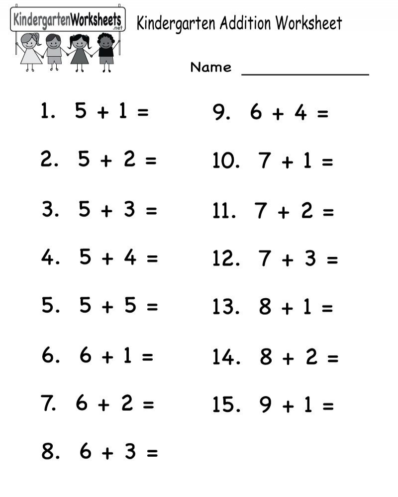 5 Fun Math Addition Worksheets for Kindergarten