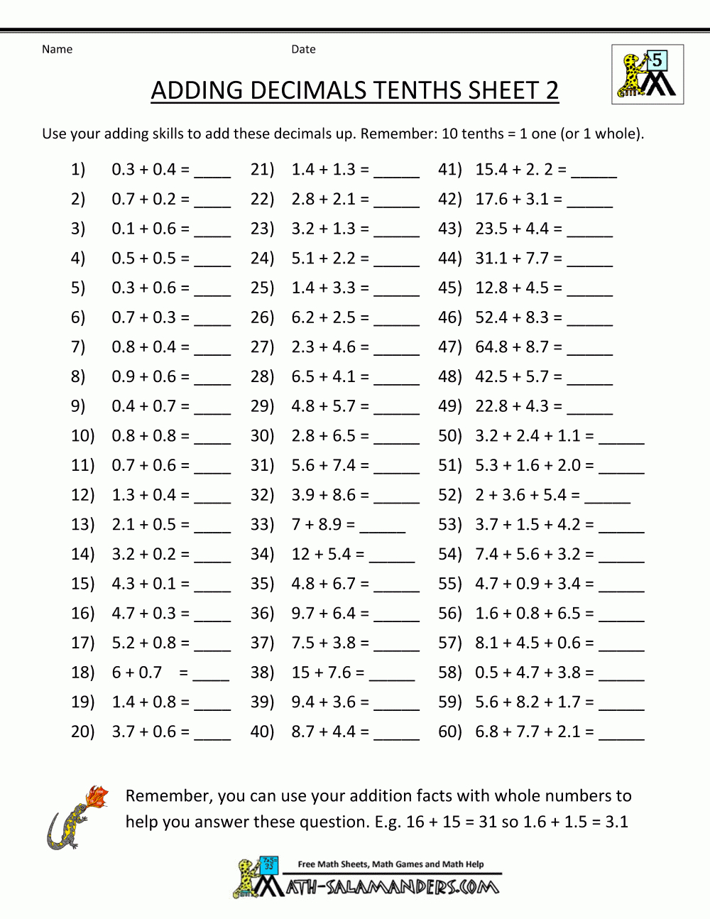 Free Printable 5th Grade Math Worksheets for Kids