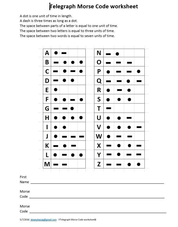 6 Free Morse Code Worksheets to Learn