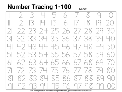 Free Printable Number Tracing Worksheets 1 100 In Pdf Png And Jpg