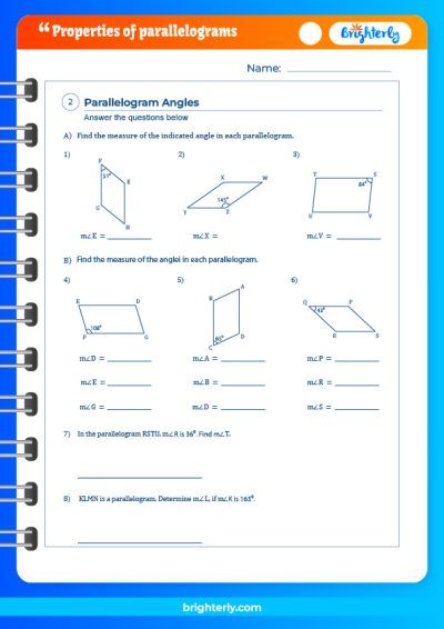 Free Printable Properties Of Parallelograms Worksheets Pdfs