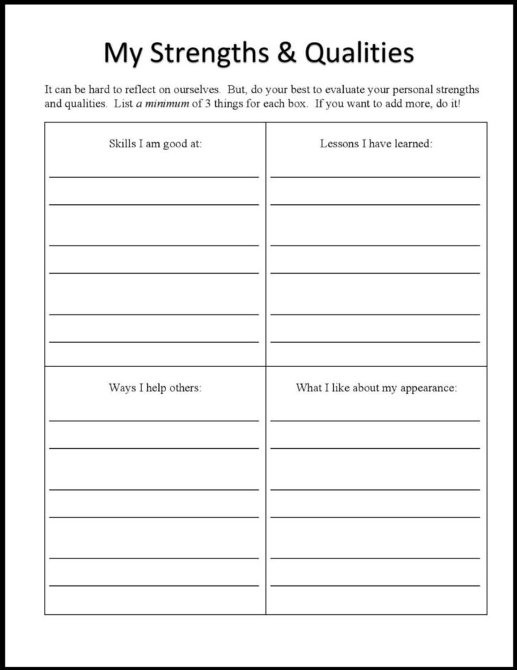 Free Printable Self Esteem Worksheets Pdf