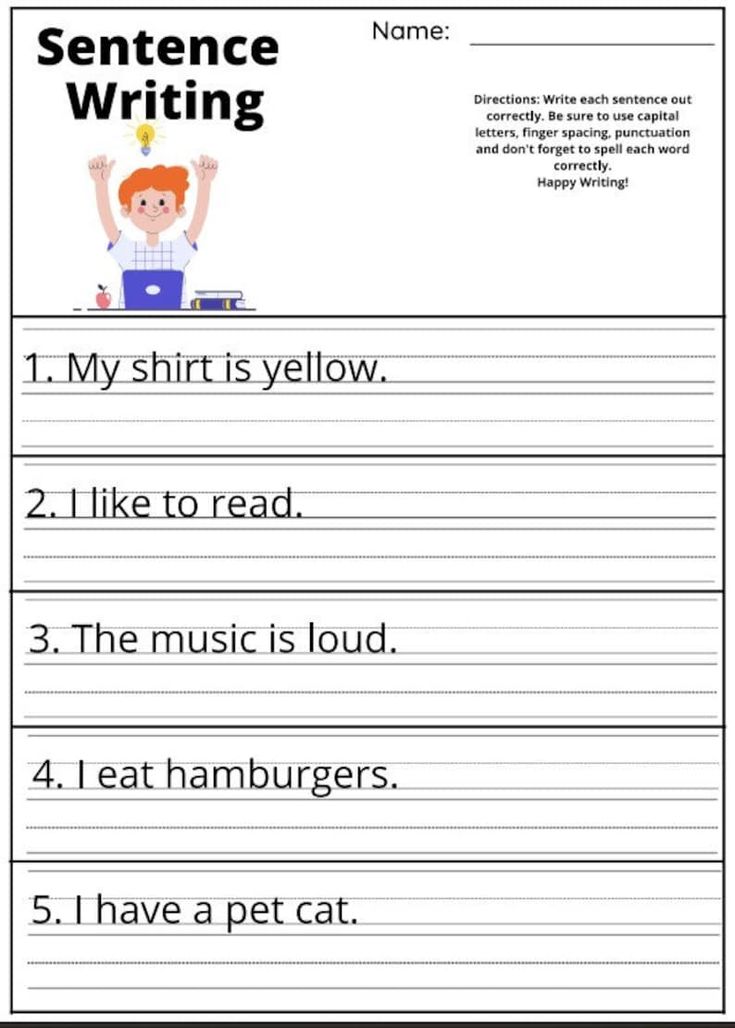 Free Writing Worksheets for 1st Grade Students