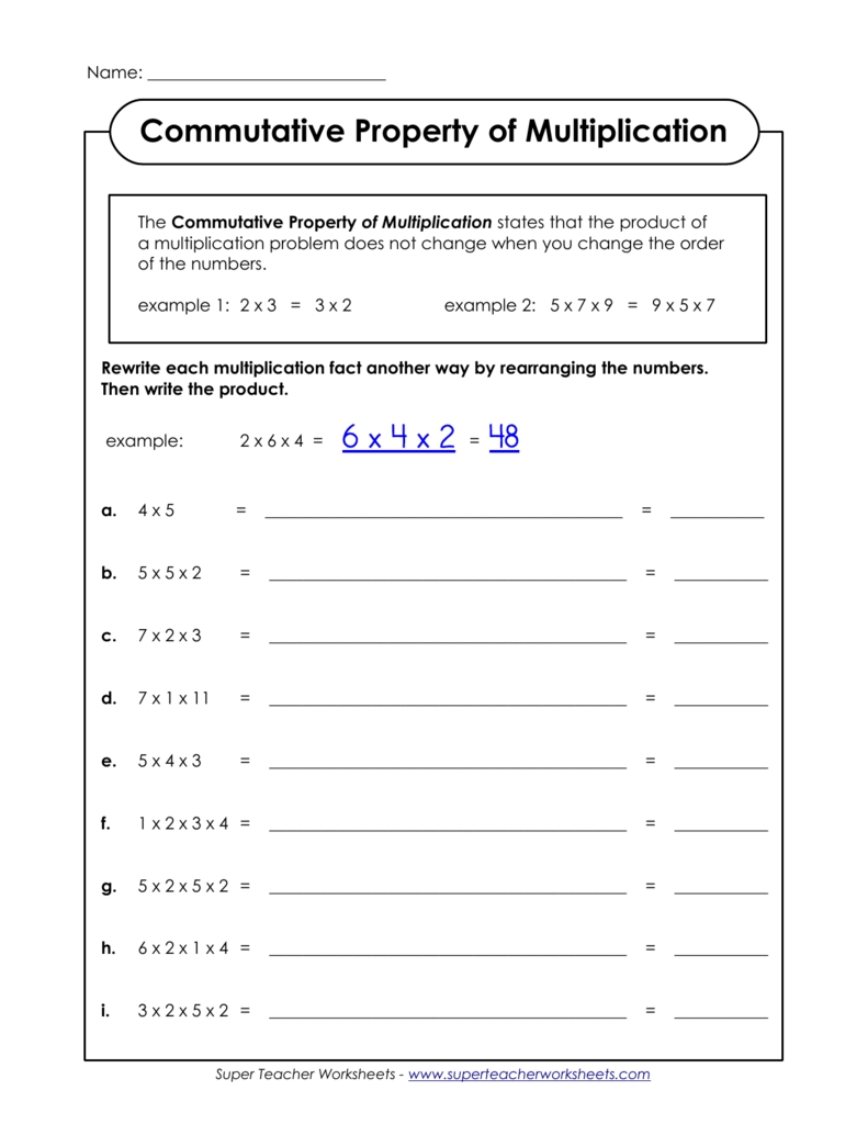 Free Properties Of Multiplication Cut Paste Practice