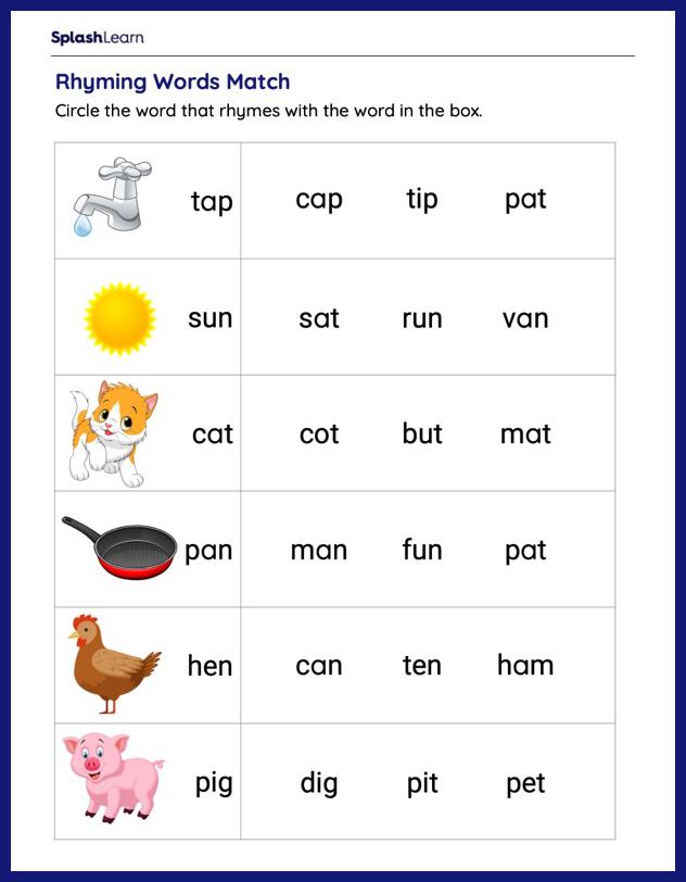 Free Rhyming Words Activity Worksheet Home Learning Worksheets Library