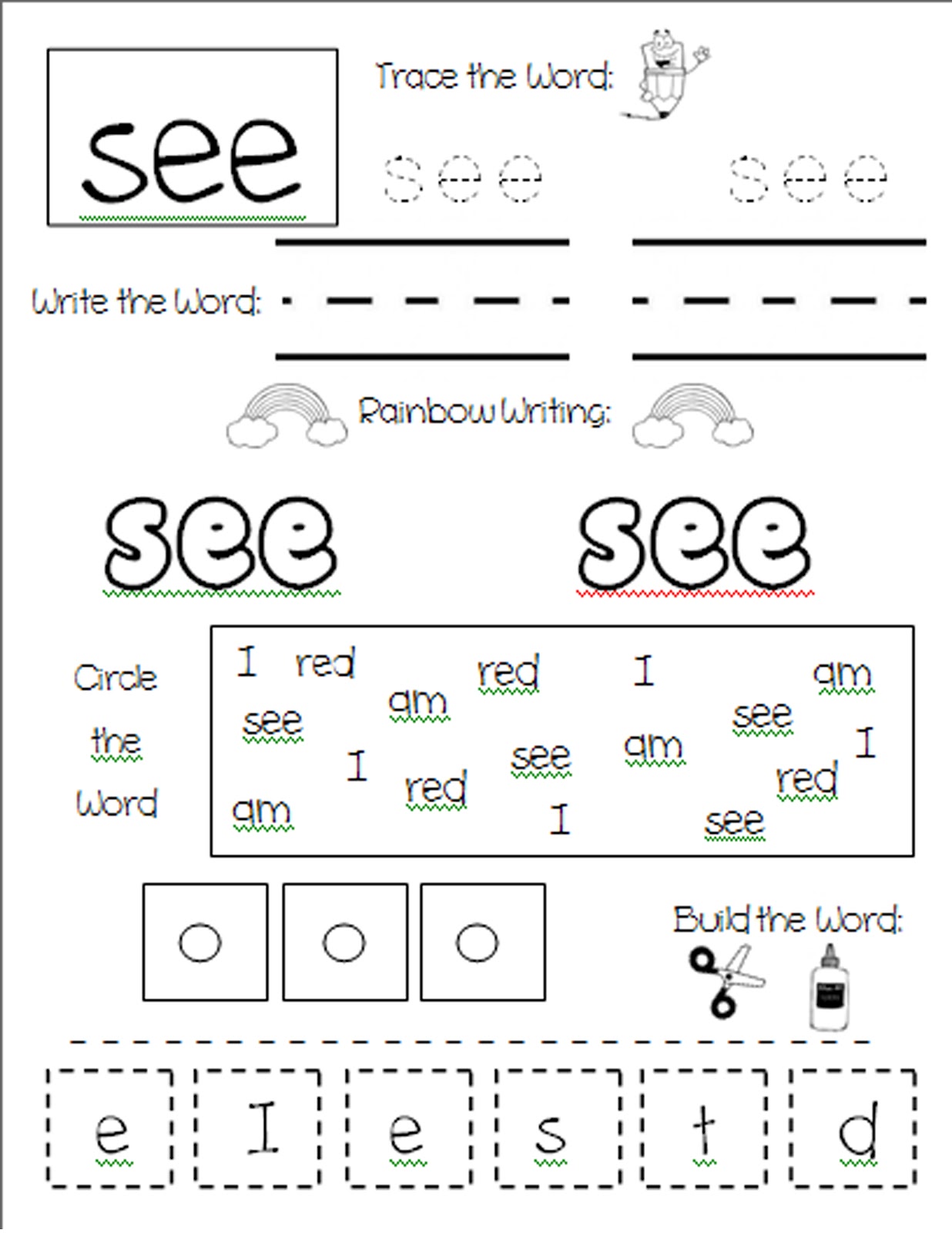 Free Sight Word Worksheet Me Free Worksheets Free4classrooms