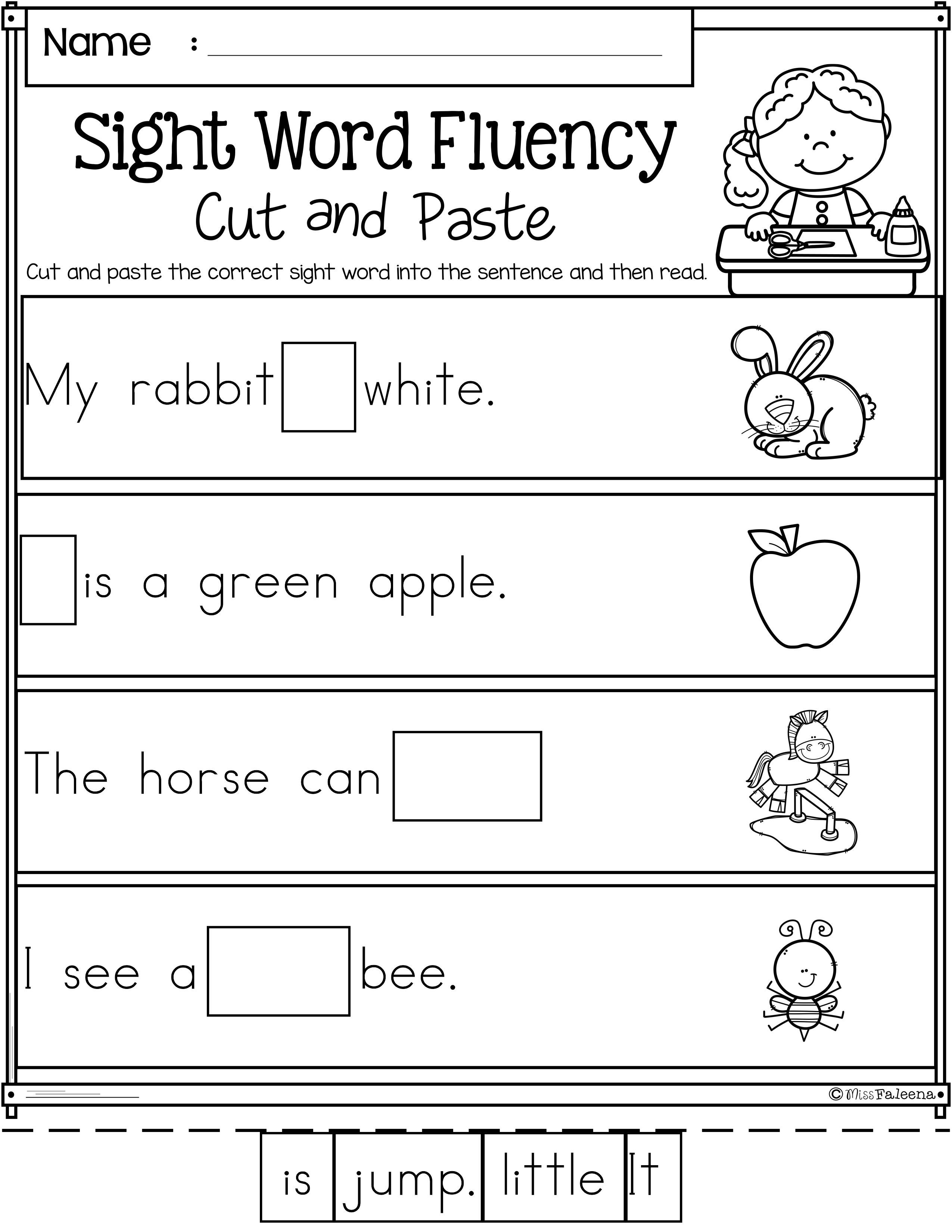 7 Free Sight Word Worksheets for Kindergarten