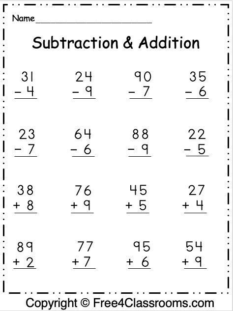 Free Subtraction And Addition Worksheets 2 Digit With Regrouping