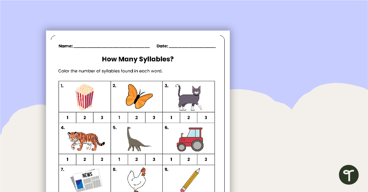 Free Syllables Worksheets