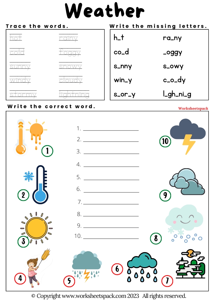 Free Weather Worksheets Worksheetspack Weather Worksheets