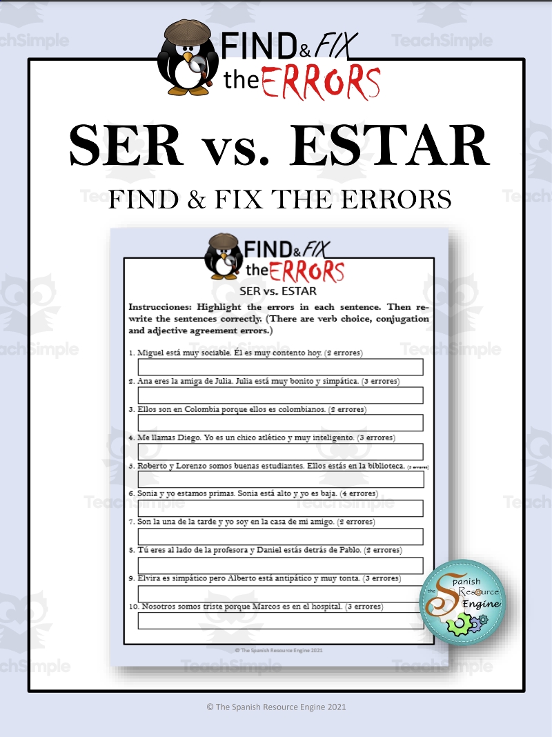 Free Worksheet Ser Vs Estar Answers Download Free Worksheet Ser Vs