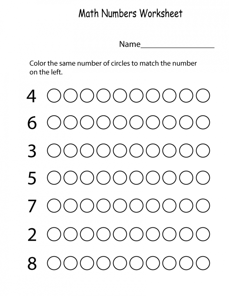 Free Worksheets For Kindergarten Numbers Wiring Diagram Pictures Guide 2020