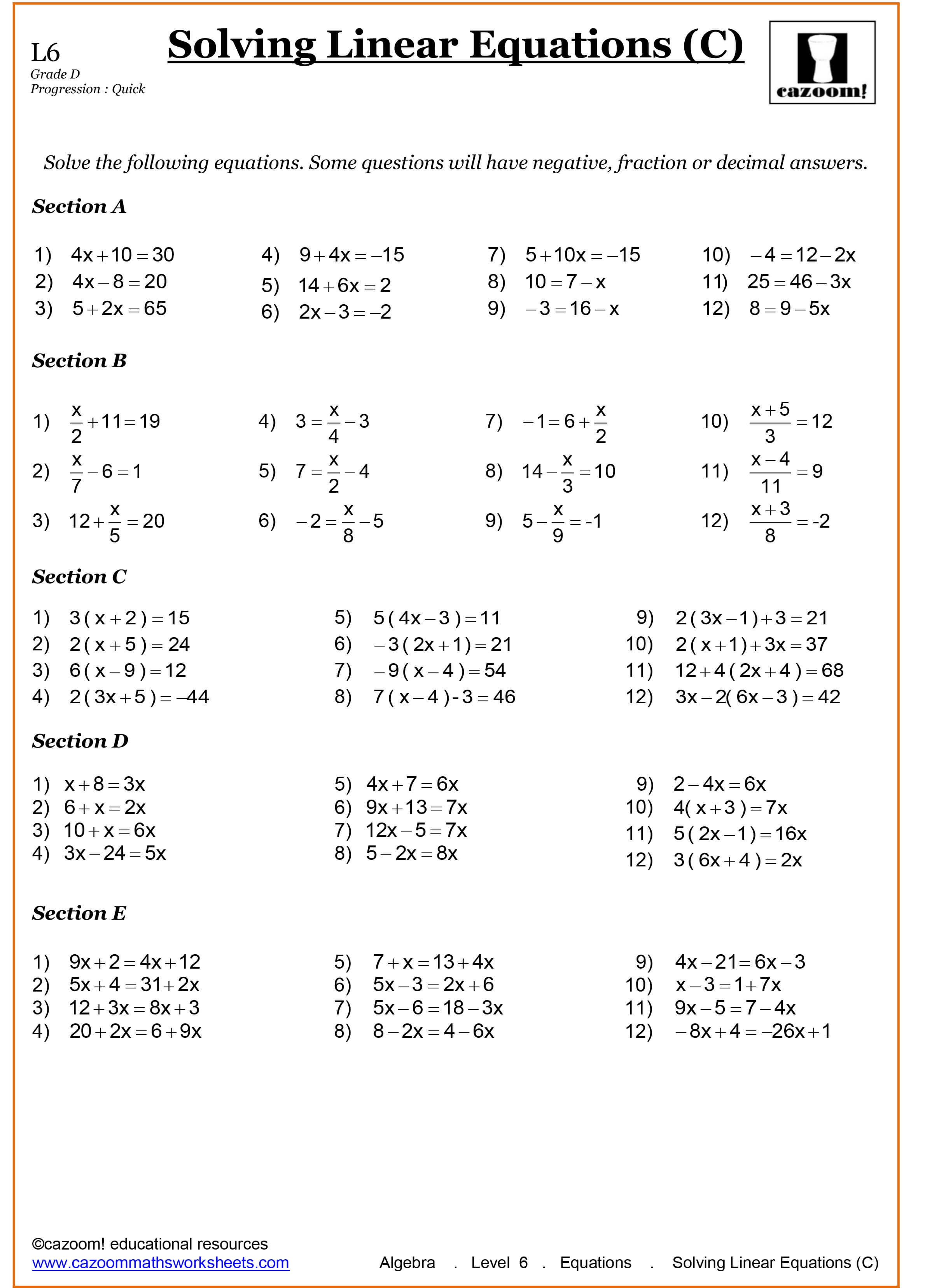 Function Grade 8 Worksheet