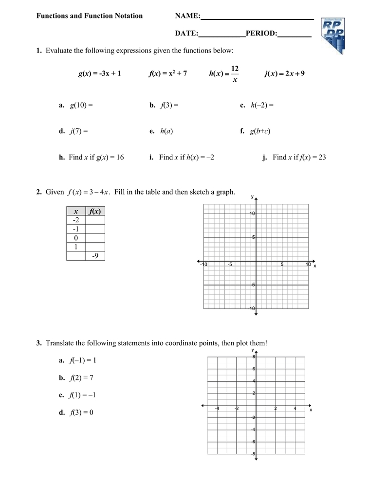 Function Notation Worksheet Answers Explained