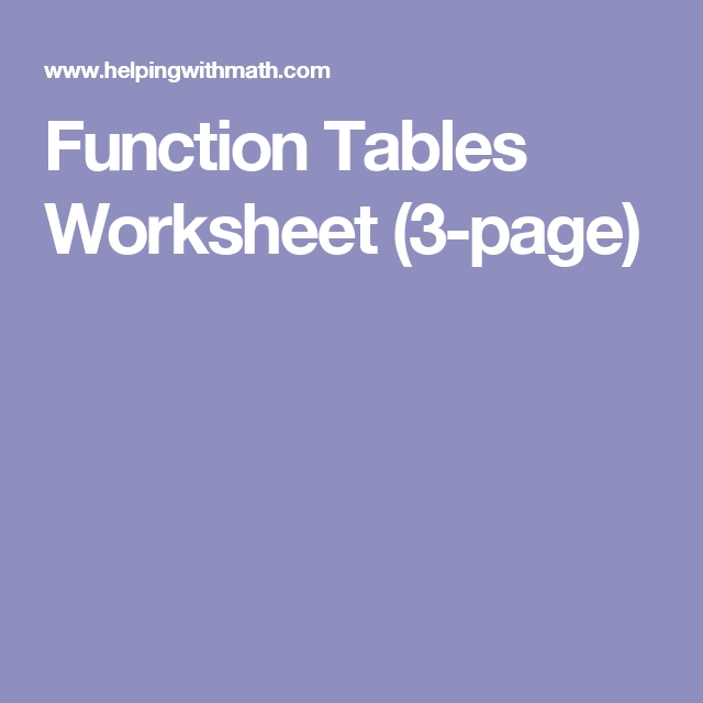 5 Ways to Master Function Tables with Worksheets