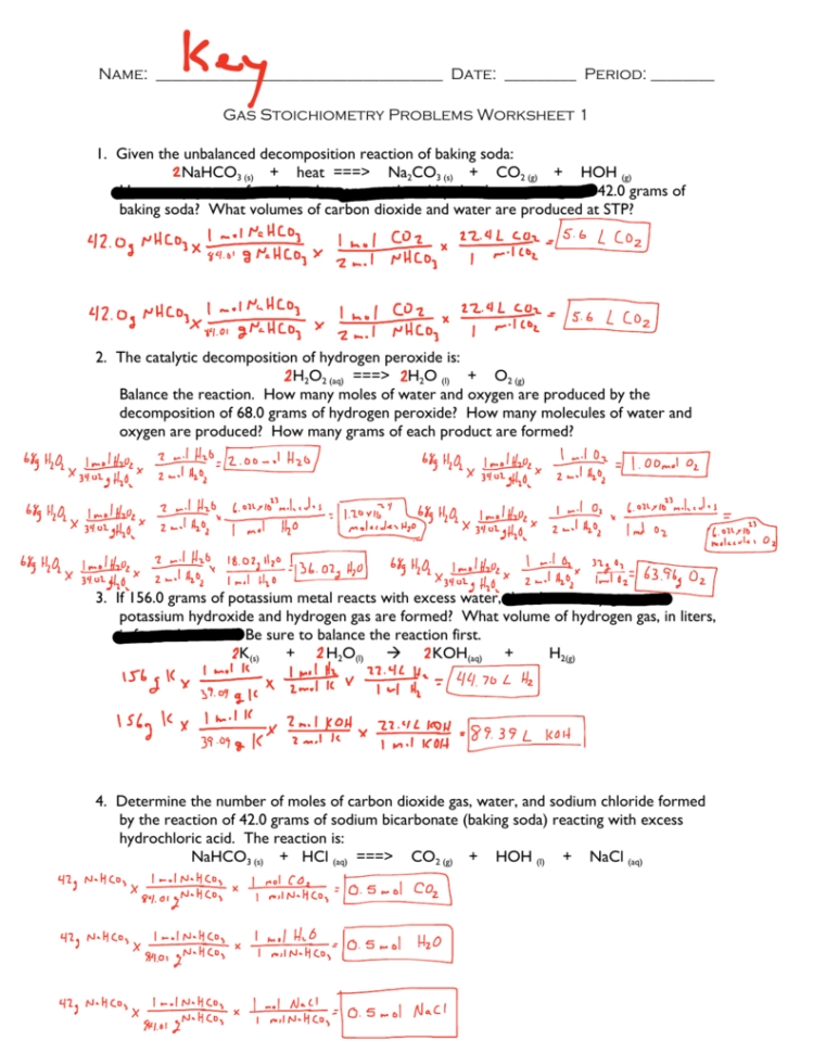 Gas Laws Worksheet 1 Answer Key Solutions