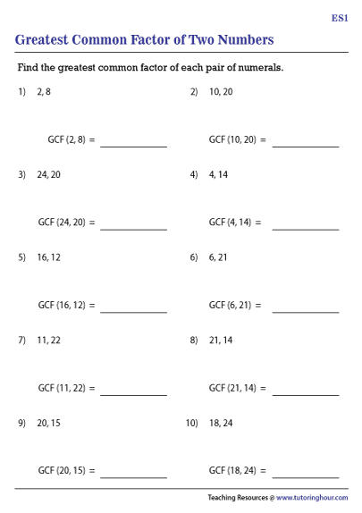 Simplify Polynomials with GCF Factoring Worksheets