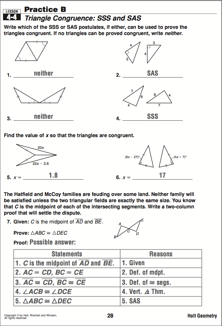 Geometry 6.5 6.6 Practice Worksheet Answers