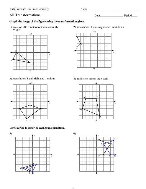 Geometry Translations Worksheet Answer Key