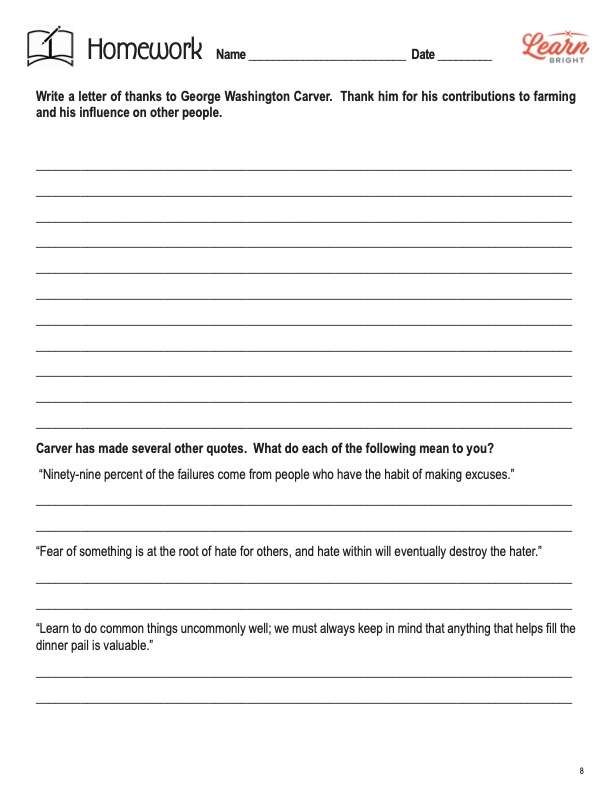 George Washington Carver Worksheets for Kids