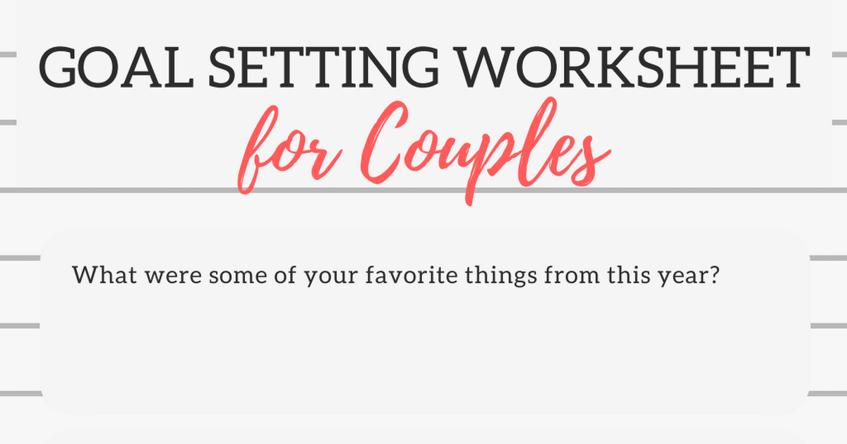 Goal Setting For Couples Pdf