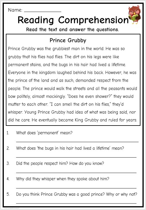 Grade 2 Reading Comprehension Free English Worksheets